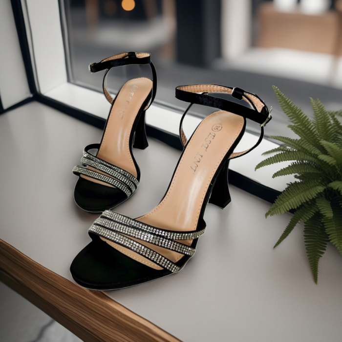 Sandale elegante cu toc piramidal A24-1058negru [1]