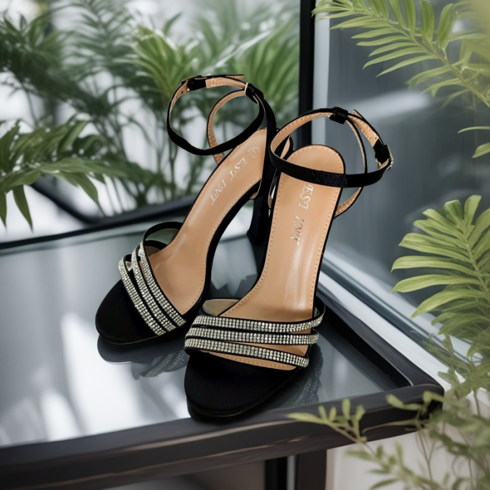 Sandale elegante cu toc piramidal A24-1058negru [6]