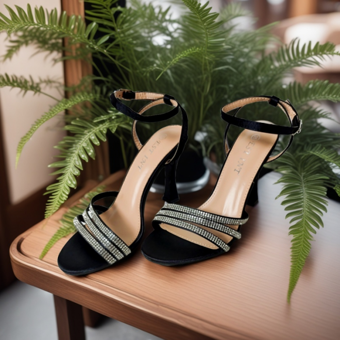 Sandale elegante cu toc piramidal A24-1058negru [7]