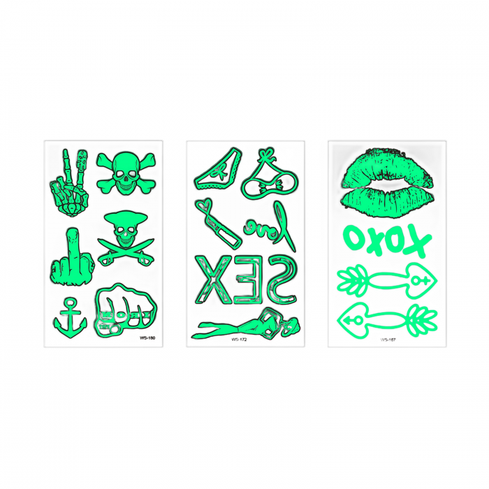 Set 3 folii cu tatuaje temporare fluorescente WS-SET [1]