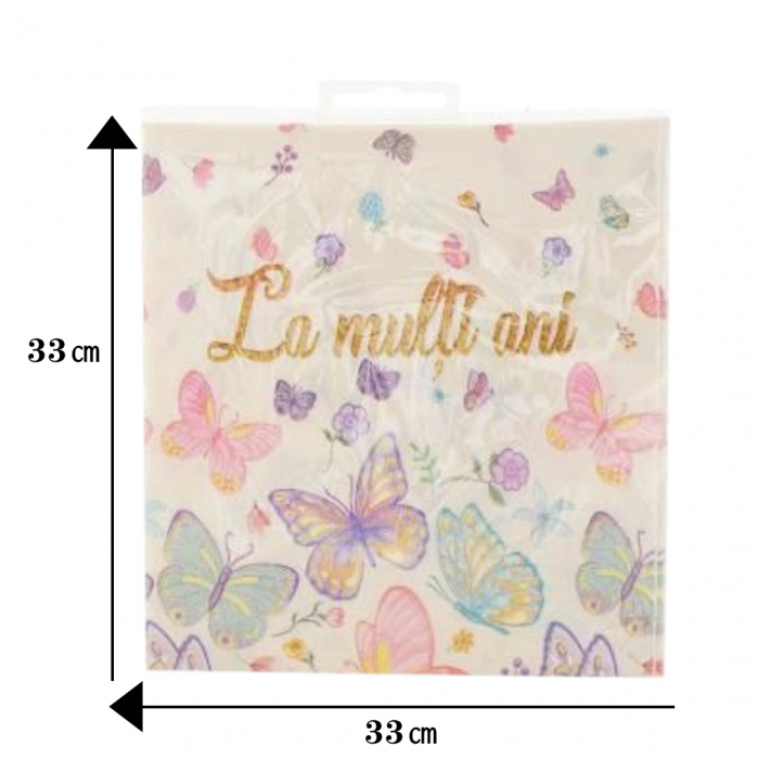 Set 10 servetele party cu fluturasi ' La multi ani ' 33 x 33 cm 082585 [2]