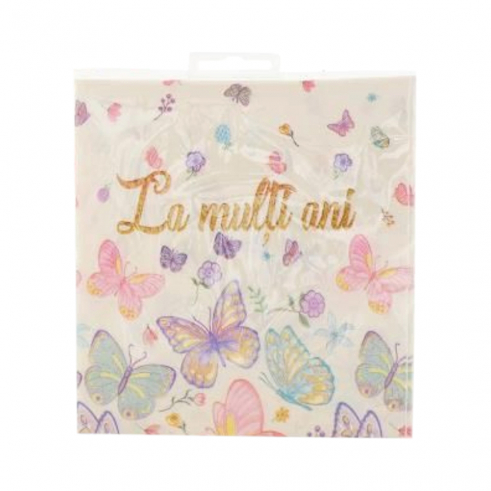 Set 10 servetele party cu fluturasi ' La multi ani ' 33 x 33 cm 082585 [1]