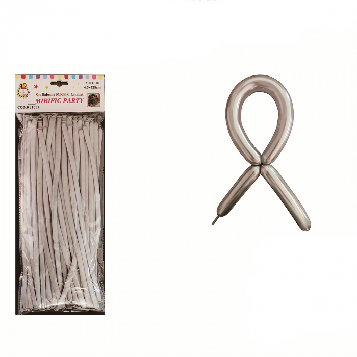 Set 100 baloane cromate pentru modelaj din latex 125 cm RJ1551 [2]