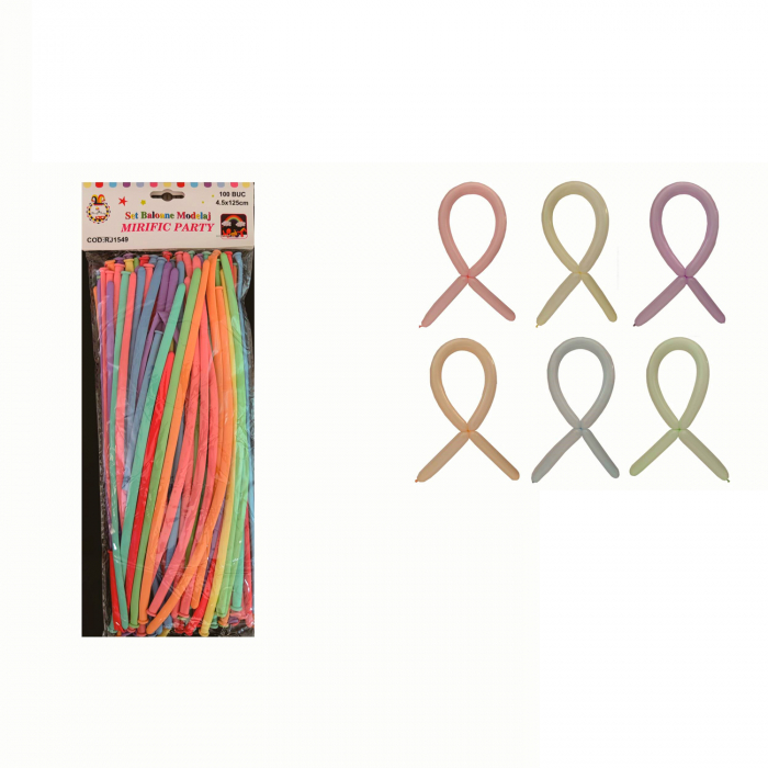Set 100 baloane multicolore pentru modelaj din latex 125 cm RJ1549 [2]