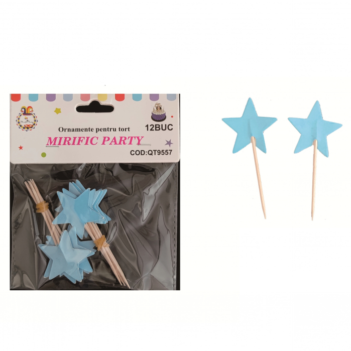 Set 12 decoratiuni pentru tort cu stelute QT9557 [2]