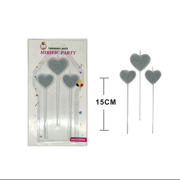 Set 3 lumanari aniversare pentru tort in forma de inimioara 15 cm LZ2519 [2]