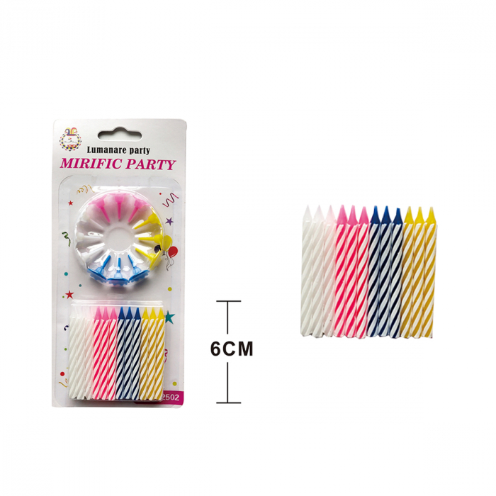 Set 12 lumanari aniversare pentru tort cu suport 6 cm LZ2502 [2]