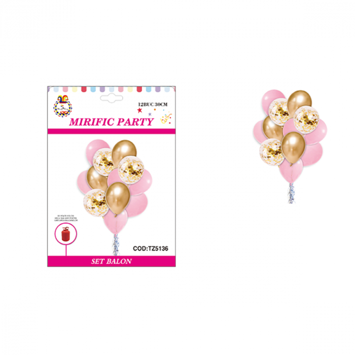 Set 12 baloane din latex cu confetti 30 cm TZ5136 [2]