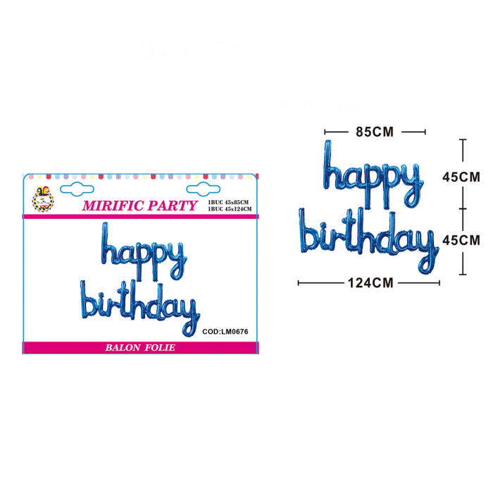 Set 2 baloane din folie de aluminiu 'Happy birthday' 124 x45 cm LM0676 [2]