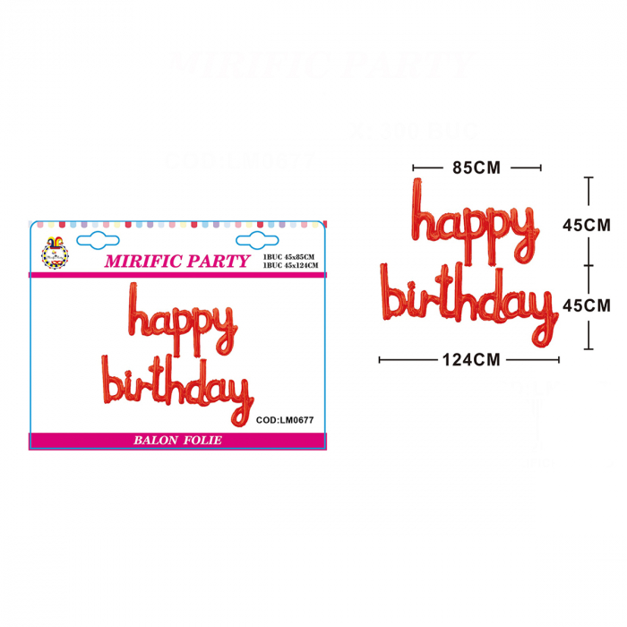 Set 2 baloane din folie de aluminiu 'Happy birthday' 124 x45 cm LM0677 [2]