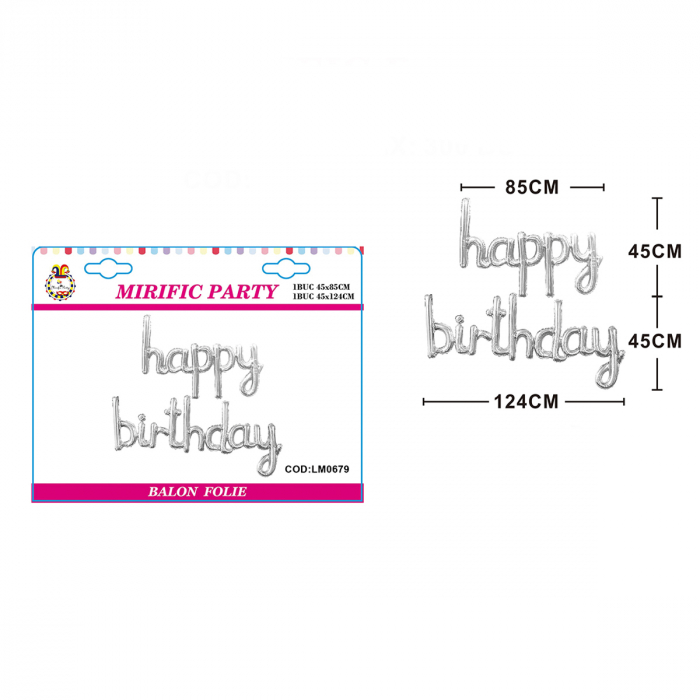 Set 2 baloane din folie de aluminiu 'Happy birthday' 124 x45 cm LM0679 [2]