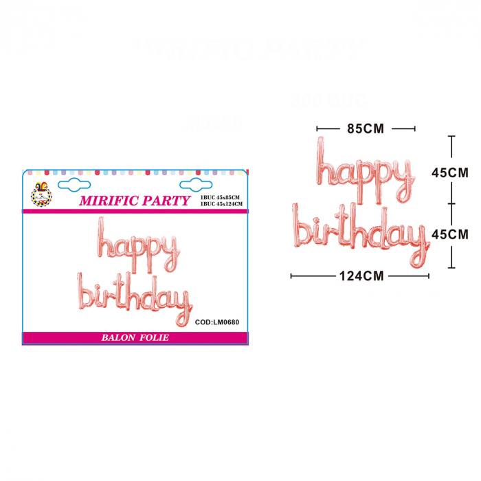 Set 2 baloane din folie de aluminiu 'Happy birthday' 124 x45 cm LM0680 [2]