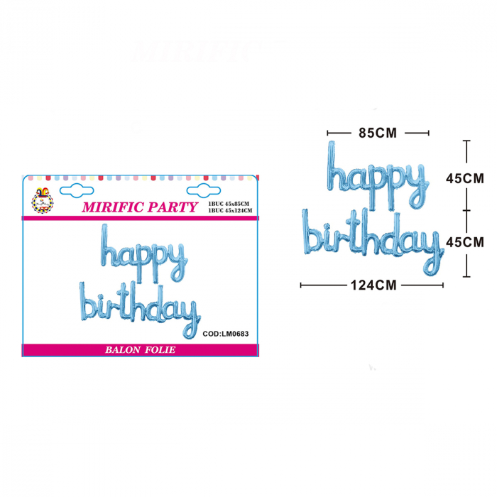 Set 2 baloane din folie de aluminiu 'Happy birthday' 124 x45 cm LM0683 [2]