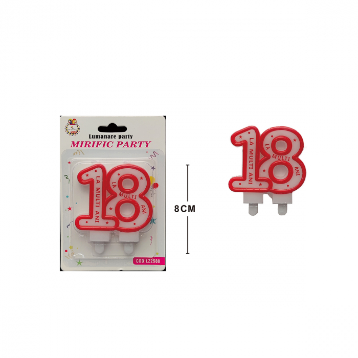 Set 2 lumanari aniversare pentru tort cifra ' 18 ' 8 cm LZ2588 [2]