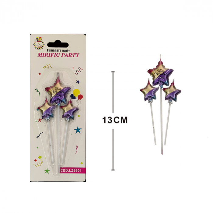 Set 3 lumanari aniversare pentru tort forma stea ' La Multi Ani ' 13 cm LZ2601 [2]