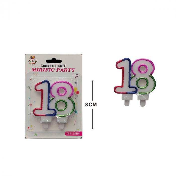 Set 2 lumanari aniversare pentru tort cifra ' 18 ' 8 cm LZ2586 [2]