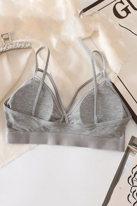 Set 2 piese lenjerie intima, sutien push-up si chiloti tanga XBX-8827gri deschis [5]