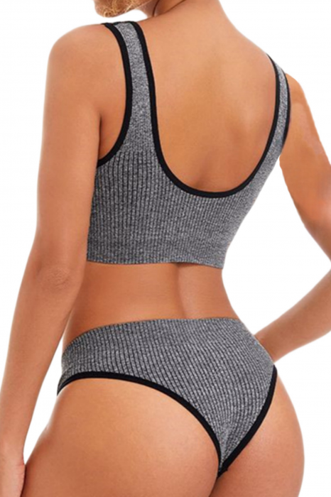 Set 2 piese lenjerie intima, bustiera push-up si chiloti brazilieni XXP-6775gri deschis [2]