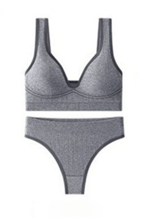 Set 2 piese lenjerie intima, bustiera push-up si chiloti brazilieni XXP-6775gri deschis [4]