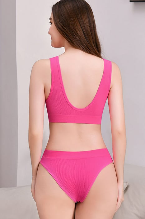 Set 2 piese lenjerie intima, bustiera push-up si chiloti brazilieni XBX-8879roz [2]