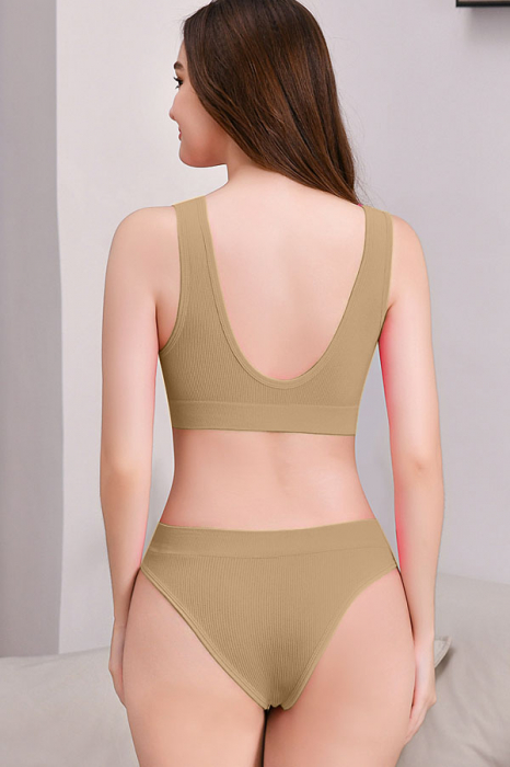 Set 2 piese lenjerie intima, bustiera push-up si chiloti brazilieni XBX-8879bej [2]