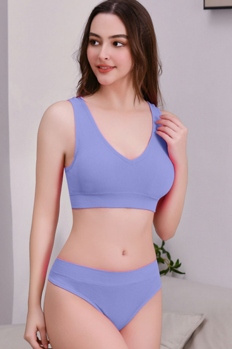 Set 2 piese lenjerie intima, bustiera push-up si chiloti brazilieni XBX-8879mov [8]