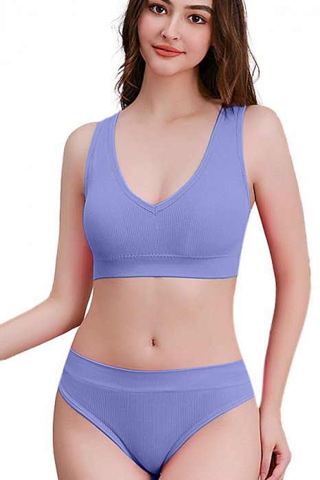 Set 2 piese lenjerie intima, bustiera push-up si chiloti brazilieni XBX-8879mov [1]