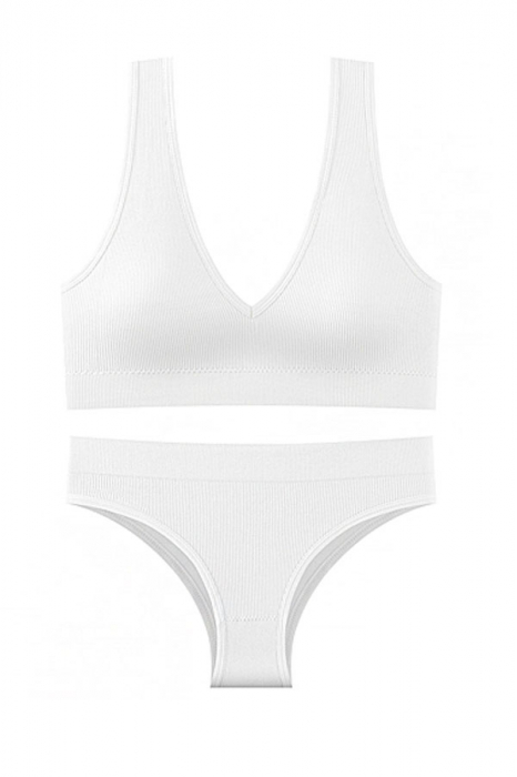 Set 2 piese lenjerie intima, bustiera push-up si chiloti brazilieni XBX-8879alb [3]