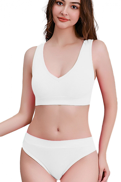 Set 2 piese lenjerie intima, bustiera push-up si chiloti brazilieni XBX-8879alb [1]