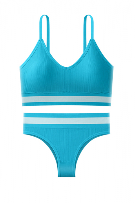 Set 2 piese lenjerie intima, bustiera push-up si chiloti brazilieni XBX-8880turcoaz [3]