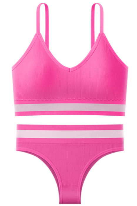 Set 2 piese lenjerie intima, bustiera push-up si chiloti brazilieni XBX-8880roz [3]