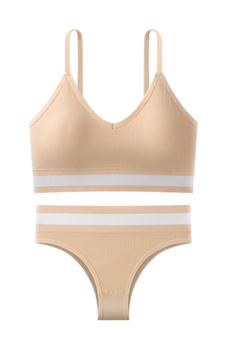 Set 2 piese lenjerie intima, bustiera push-up si chiloti brazilieni XBX-8880bej [3]