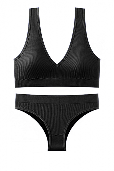 Set 2 piese lenjerie intima, bustiera push-up si chiloti brazilieni XBX-8879negru [3]