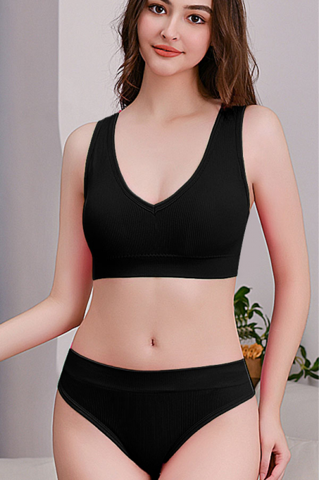 Set 2 piese lenjerie intima, bustiera push-up si chiloti brazilieni XBX-8879negru [6]