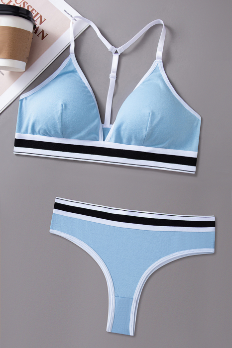 Set 2 piese lenjerie intima, bustiera push-up si chiloti brazilieni XXP-1455albastru [4]