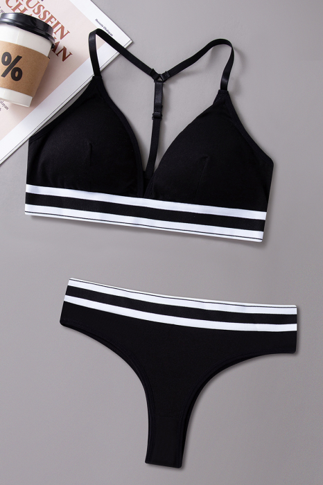 Set 2 piese lenjerie intima, bustiera push-up si chiloti brazilieni XXP-1455negru [3]