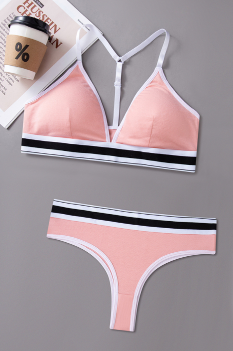 Set 2 piese lenjerie intima, bustiera push-up si chiloti brazilieni XXP-1455roz [3]