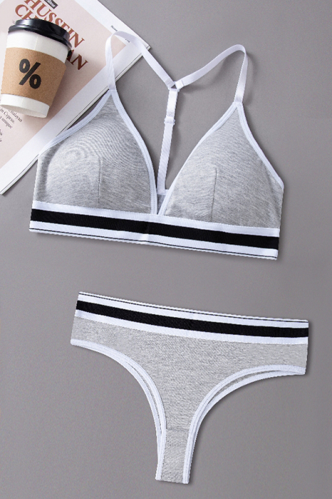 Set 2 piese lenjerie intima, bustiera push-up si chiloti brazilieni XXP-1455gri [3]