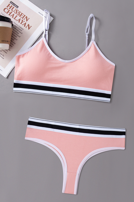 Set 2 piese lenjerie intima, bustiera push-up si chiloti brazilieni XXP-1456roz [4]