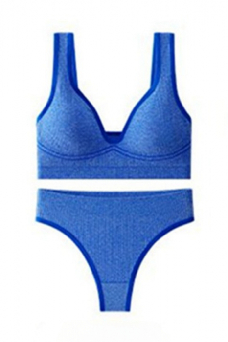 Set 2 piese lenjerie intima, bustiera push-up si chiloti brazilieni XXP-6775albastru [4]
