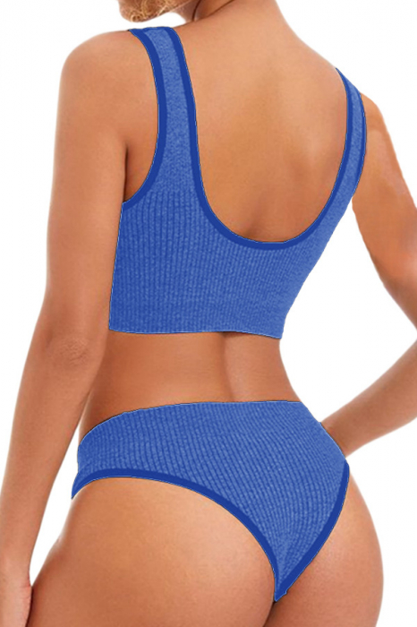 Set 2 piese lenjerie intima, bustiera push-up si chiloti brazilieni XXP-6775albastru [2]
