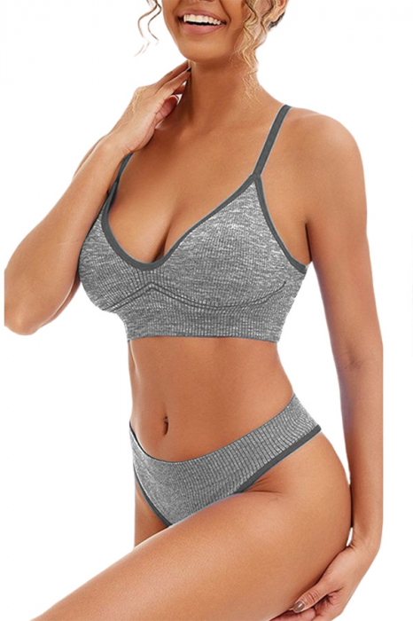 Set 2 piese lenjerie intima, bustiera push-up si chiloti brazilieni XXP-777gri [2]