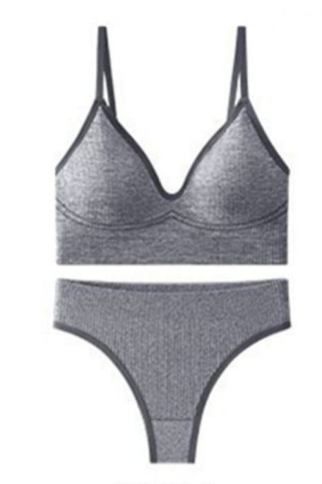 Set 2 piese lenjerie intima, bustiera push-up si chiloti brazilieni XXP-777gri [3]