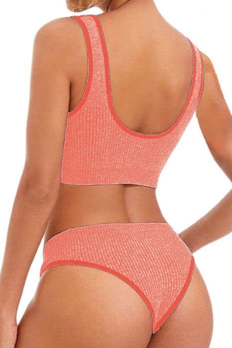 Set 2 piese lenjerie intima, bustiera push-up si chiloti brazilieni XXP-6775portocaliu [2]