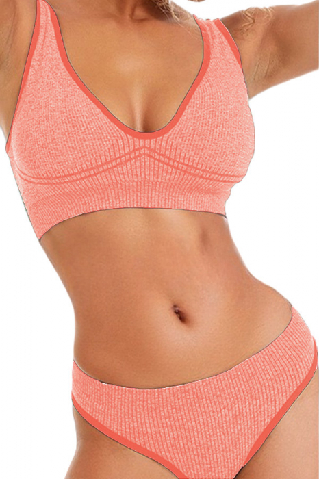 Set 2 piese lenjerie intima, bustiera push-up si chiloti brazilieni XXP-6775portocaliu [3]