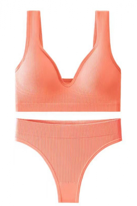 Set 2 piese lenjerie intima, bustiera push-up si chiloti brazilieni XXP-6775portocaliu [4]