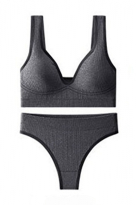 Set 2 piese lenjerie intima, bustiera push-up si chiloti brazilieni XXP-6775gri inchis [4]