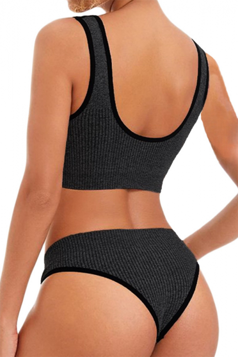 Set 2 piese lenjerie intima, bustiera push-up si chiloti brazilieni XXP-6775gri inchis [2]