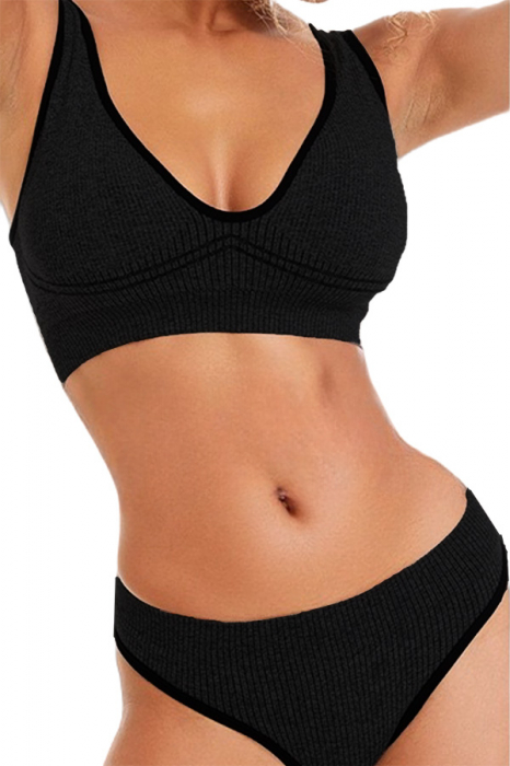 Set 2 piese lenjerie intima, bustiera push-up si chiloti brazilieni XXP-6775negru [3]
