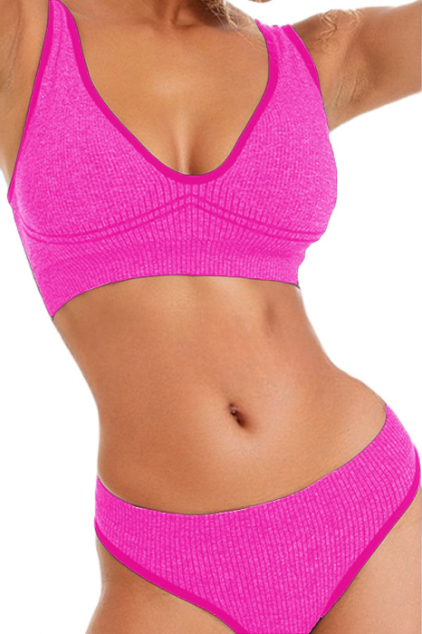 Set 2 piese lenjerie intima, bustiera push-up si chiloti brazilieni XXP-6775roz [3]
